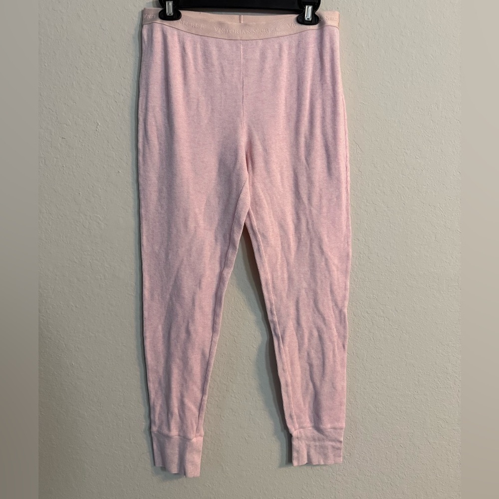 Victoria's Secret Light Pink Henley Logo Band Knit Leggings